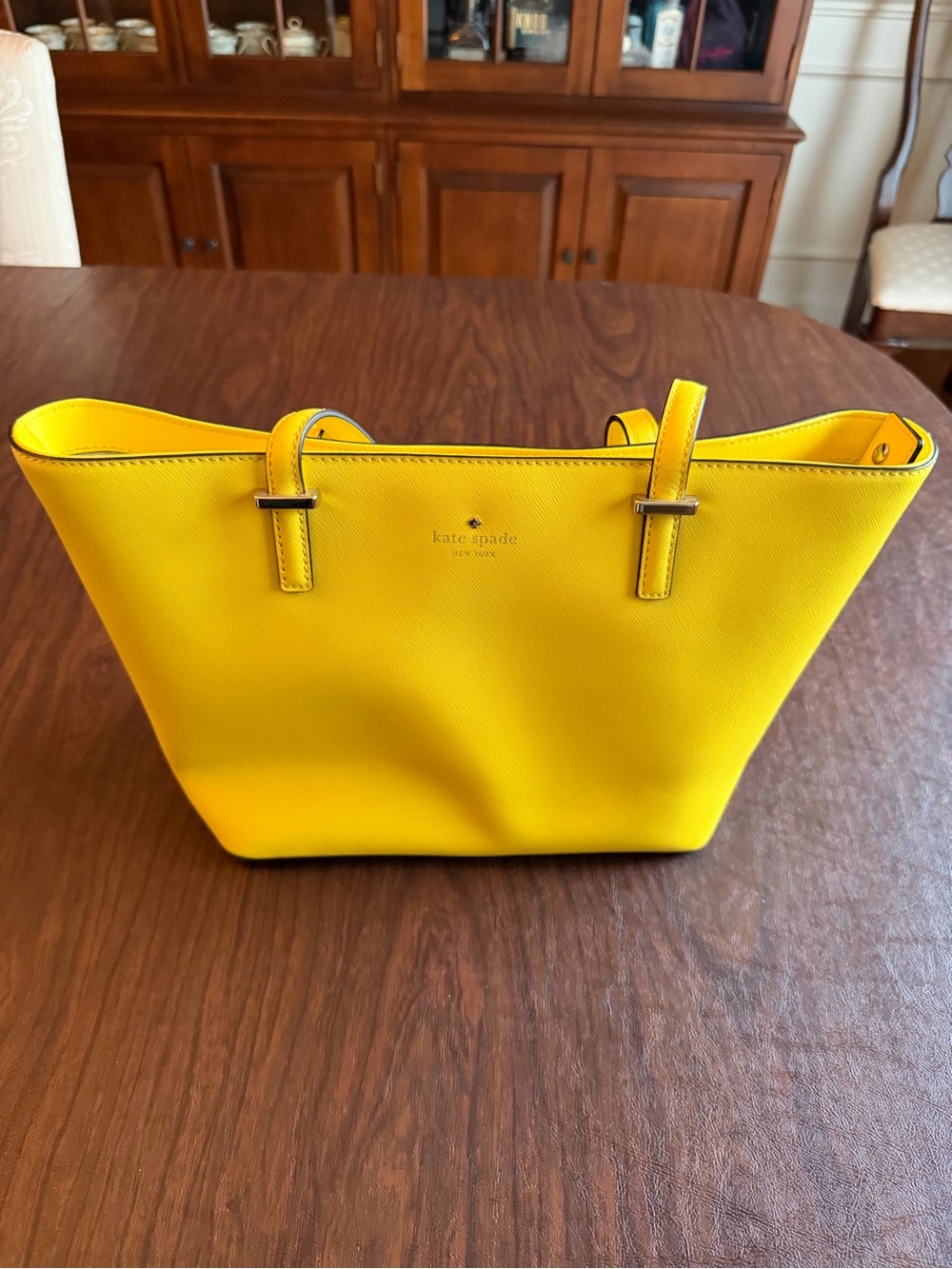 Kate Spade New York Yellow Saffiano Leather Tote Bag